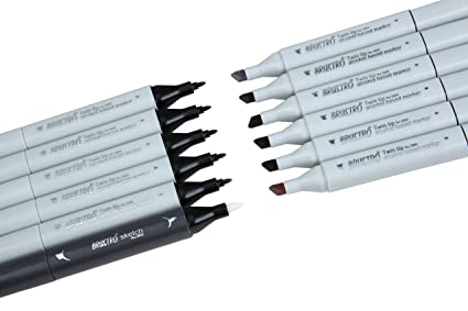 Brustro Twin Tip Alcohol Based Marker Set of 12 – Cool & Warm Greys