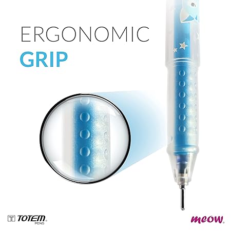 TOTEM Meow Ball Pens | 10 Blue Ink Pens | Lightweight Design | 0.7 mm Tip | Pens for Writing | Cute & Stylish Matte Body | Cat Lovers | Ideal for School, Office & Business | Stick Pens Set