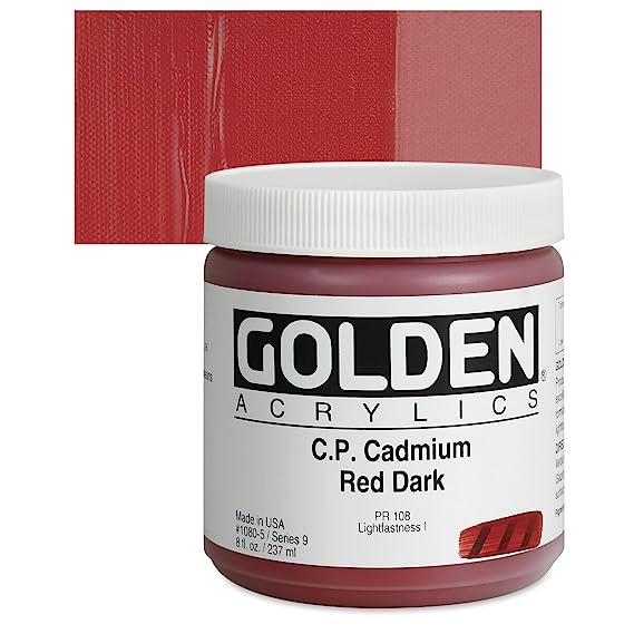 Golden Heavy Body Acrylic Paints 236ML C.P. Cadmium Red Dark