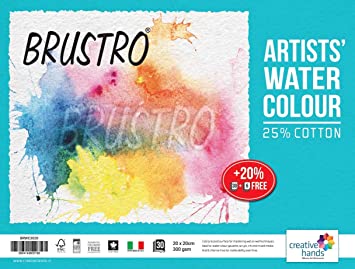 Brustro Watercolour Papers CP 300 GSM 20CM X 20CM (Pack of 30+6 Sheets)