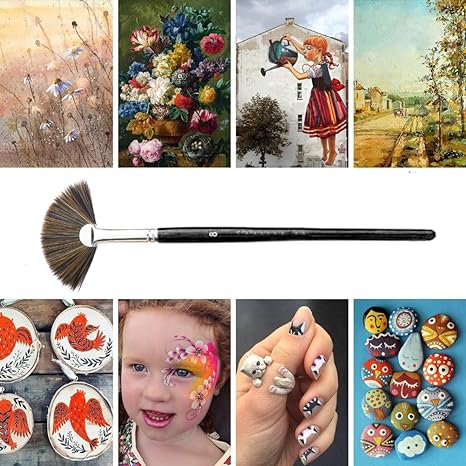 OYTRA 5 Fan Paint Brushes Kit Professional Artist Acrylic Paint Brushes Set for Watercolor, Acrylics, Ink, Gouache, Oil, Tempera Painting