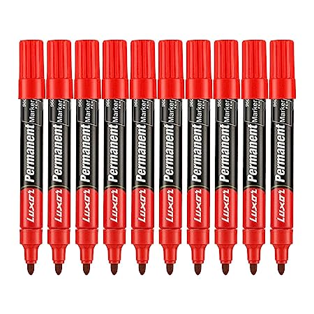 Luxor Permanent Marker - Red - Box Of 10