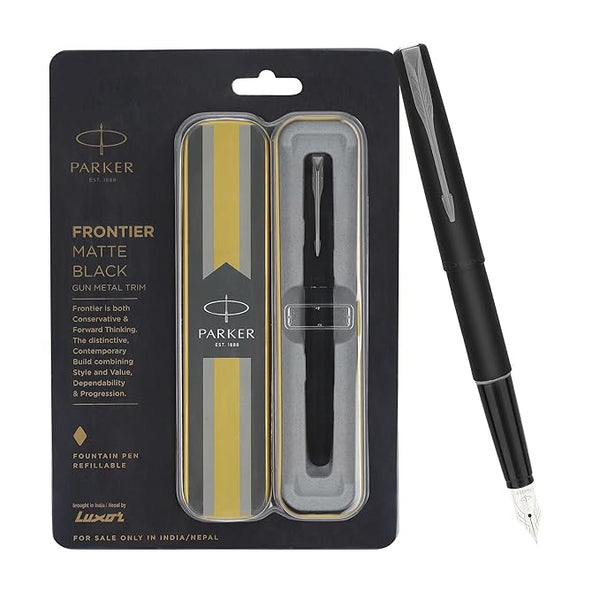 Parker Frontier Matte Black Fountain Pen | Gunmetal Trim