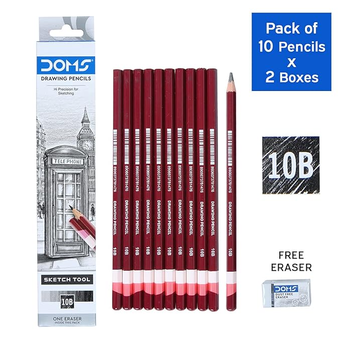 DOMS Drawing & Sketching 10B Pencil (Pack of 20)