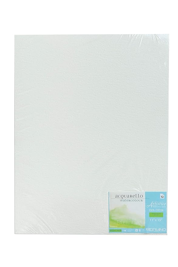 Fabriano Artistico Traditional White Watercolour Paper Rough 300 GSM 11"X15" (Pack of 12 Sheets)