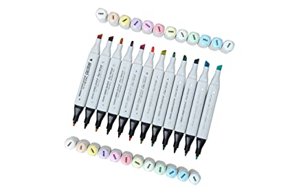 Brustro Twin Tip Alcohol Based Marker Set of 12 – Pastel Tones