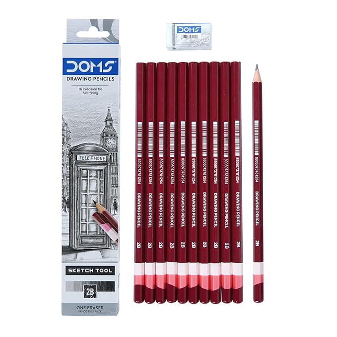 DOMS Drawing & Sketching 2B Pencil (Pack of 40)