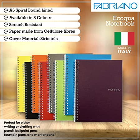 Fabriano Ecoqua A5 Spiral Bound Lined Notebook Raspberry