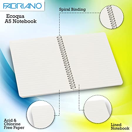 Fabriano Ecoqua A5 Spiral Bound Lined Notebook Lime