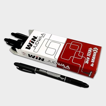 WIN Judwaa Dual Tip CD/DVD/OHP Marker | 10 Black Ink Markers | Both Side Bold & Fine Tip | Smudge Free Writing | Suitable for Different Surface | Ideal for School & Office Stationery