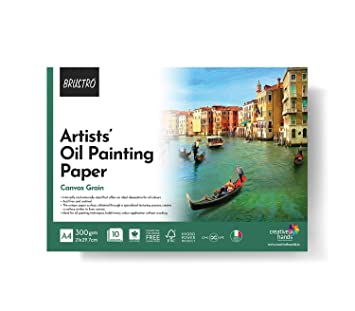 BRUSTRO Artists’ Oil Painting Paper 300 GSM A4 Glued Pad 10 Sheets