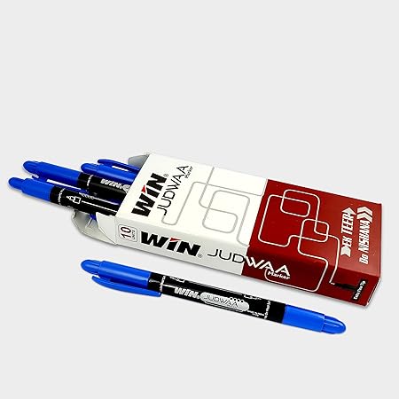 WIN Judwaa Dual Tip CD/DVD/OHP Marker | 10 Blue Ink Markers | Both Side Bold & Fiine Tip | Smoth Writing | Suitable for Different Surface | Ideal for School, Office & Business Stationery