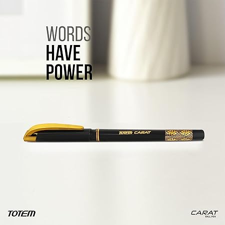 TOTEM Carat Ball Pens | 10 Black Ink Pens | Stylish Design | 0.7 mm Tip | Pens for Students | School and Office Stationery | Premium Pens Set