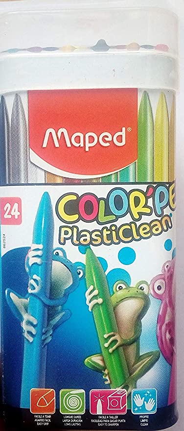 Maped Color'Peps Plasticlean Plastic Crayons, Assorted Colors