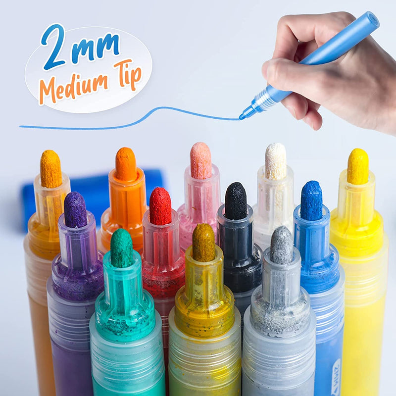 Acrylic Paint Marker Pens, Morfone Set of 12 Colors Markers