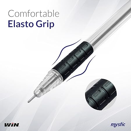 WIN Mystic Ball Pens Set | 10 Black Ink Pens | Comfortable Grip | Smooth Ink Flow | 0.7mm Tip for Smooth Writing | Pens for Students | Ideal for School, Office & Business Use