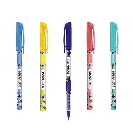 WIN X5 Ball Pens | 10 Blue Ink Pens | Multicoloured Body in 5 Pastel Shades | 0.7 mm Tip for Smooth Flow of Ink | Comfortable Writing | Gifts Stylish Girls & Kids | School Office & Business Uses