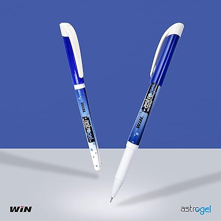 WIN Astro Gel Pens | 10 Blue Ink Pens | Dark Gel Ink for Smooth Writing | 0.7 mm Tip | Water Proof Ink | Pens for Students | School, Exams, Office & Business Uses | Combo Pack of Gel Pen