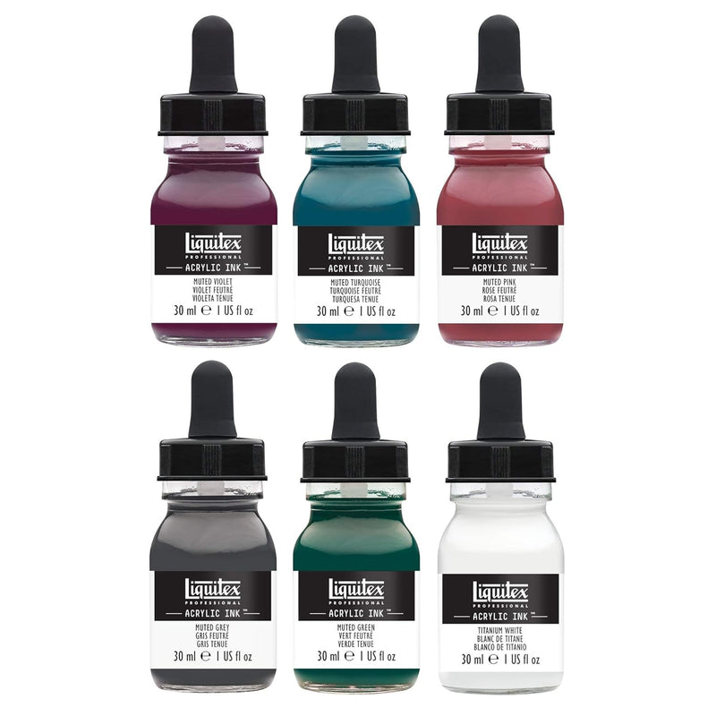 Liquitex Professional Acrylic Ink! Muted Collection Plus White 6-Piece Set