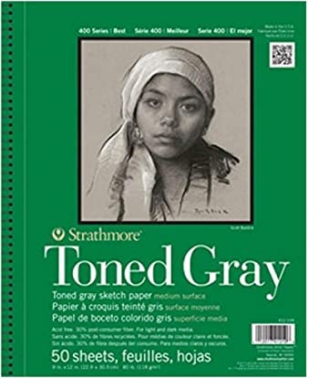 STRATHMORE 400 SERIES SKETCH PADS TONED GRAY 50 sheets (9"x12"), GSM 118