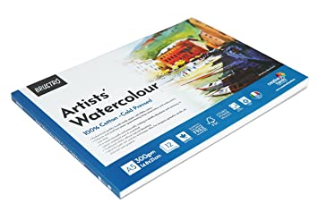 Brustro Artists’ Watercolour 100% Cotton 300gsm Cold Pressed Pad, 12 Sheets, Size- A5