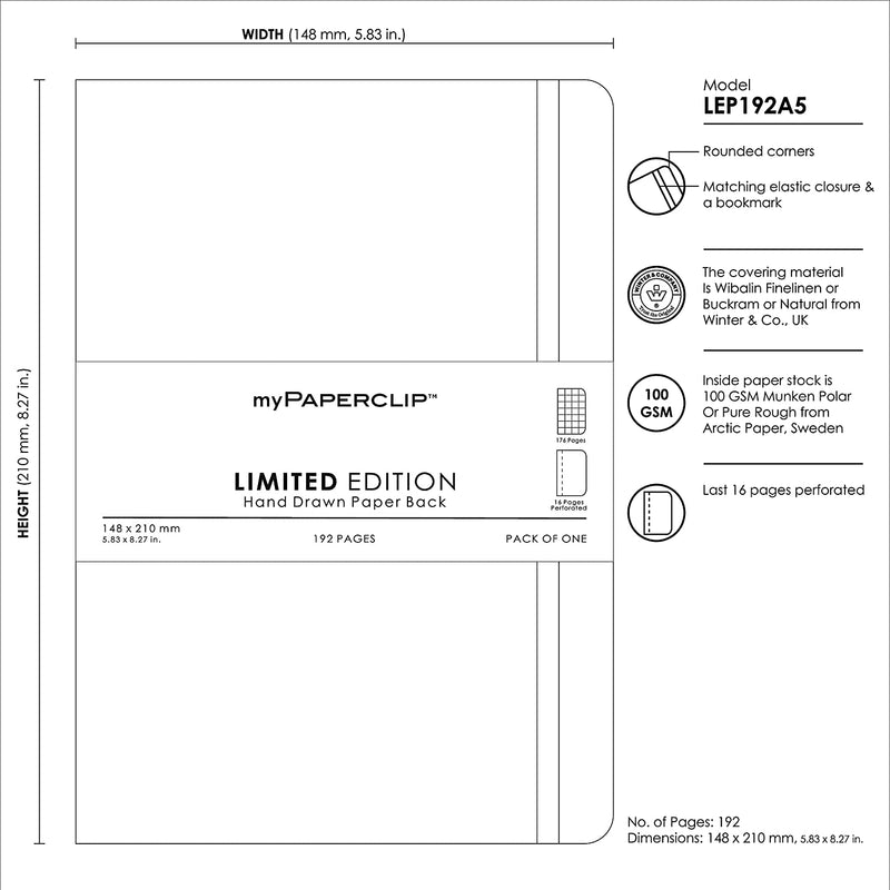 Mypaperclip Limited Edition Notebook, A5 (148 X 210 Mm, 5 .83 X 8.27 In.) Checks Lep192A5-C - Raspberry