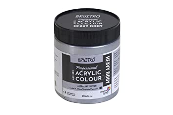 Brustro Professional Artists ’ Heavybody Acrylic Paint 237Ml Metallic Silver (Sr 4)