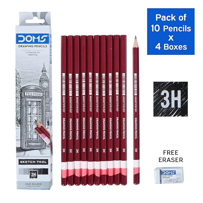 DOMS Drawing & Sketching 3H Pencil (Pack of 40)