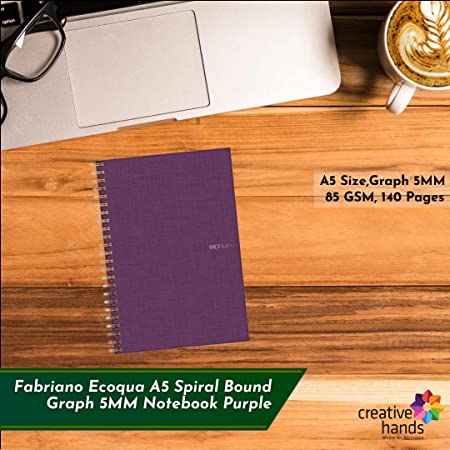 Fabriano Ecoqua A5 Spiral Bound Graph 5MM Notebook Purple