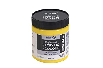 Brustro Professional Artists ’ Heavybody Acrylic Paint 237Ml Yellow Mid AZO (Sr 2)