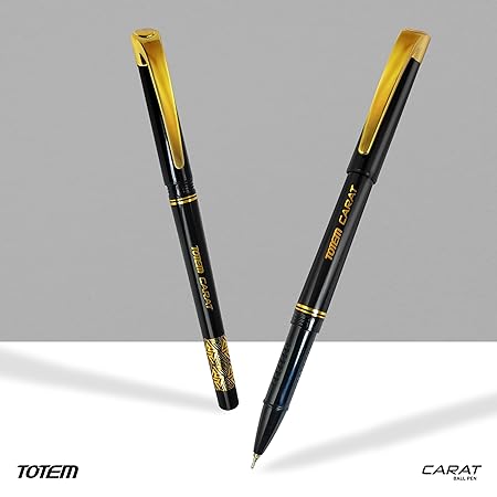 TOTEM Carat Ball Pens | 10 Black Ink Pens | Stylish Design | 0.7 mm Tip | Pens for Students | School and Office Stationery | Premium Pens Set