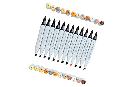 Brustro Twin Tip Alcohol Based Marker – Earth Tones (Set of 12)