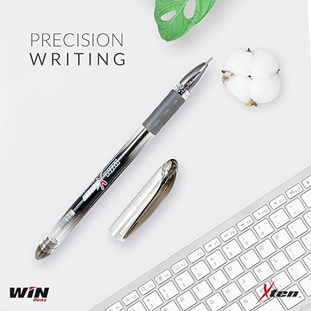 WIN X-Ten Ball Pens | 10 Black Pens | Pens Set for Writing | Pens for Students | Comfortable Grip | 0.7 mm Tip | Long Lasting Pens Ideal for Students | Perfect Pens for Exams