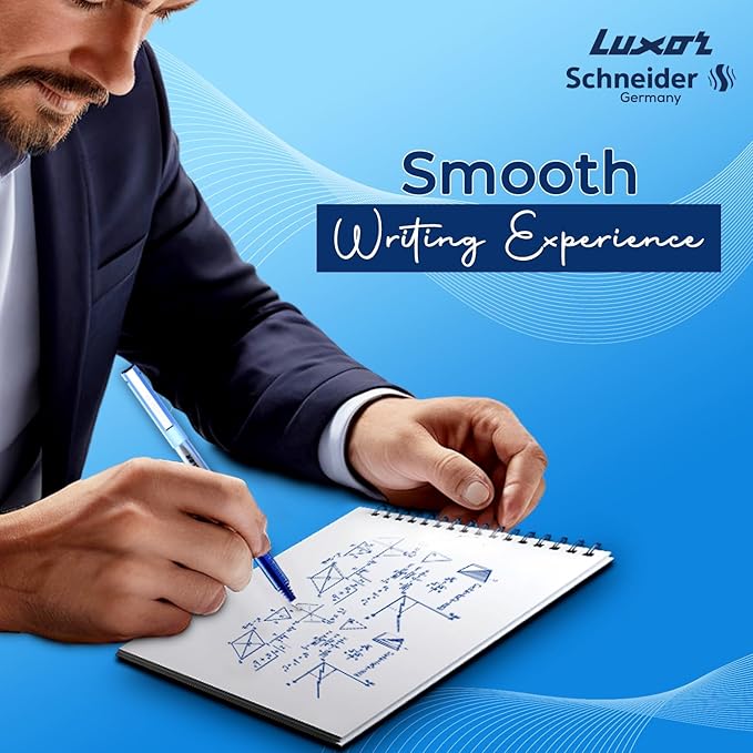 Luxor Schneider LX5 Technoroller| Pack of 3| Blue Ink Colour |0.5 mm tip|100% Liquid Ink Roller Pen| German Technology| Smooth writing experience| Ideal Pen for Students & Professionals