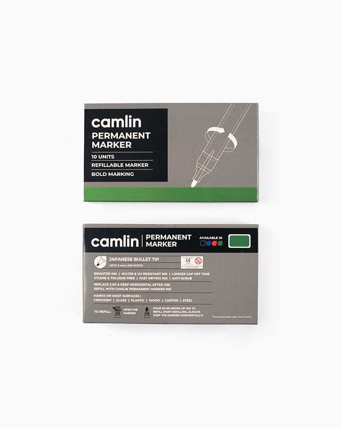 CAMLIN PERMANENT MARKER GREEN, Pack of 10