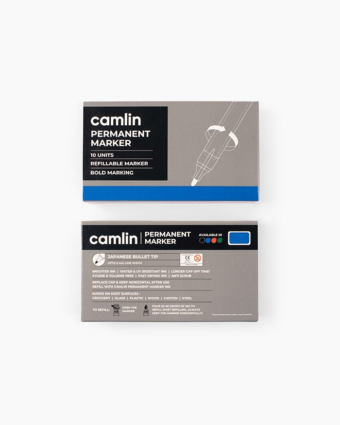 CAMLIN PERMANENT MARKER BLUE, Pack of 10