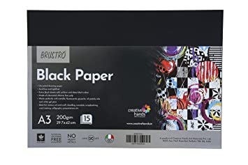 Brustro Black Paper - 200 GSM A3 (Pack of 15 Sheets)