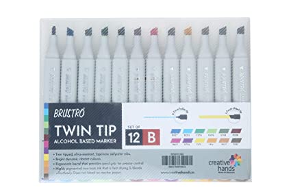 Brustro Twin Tip Alcohol Based Marker Set of 12 – Basic B