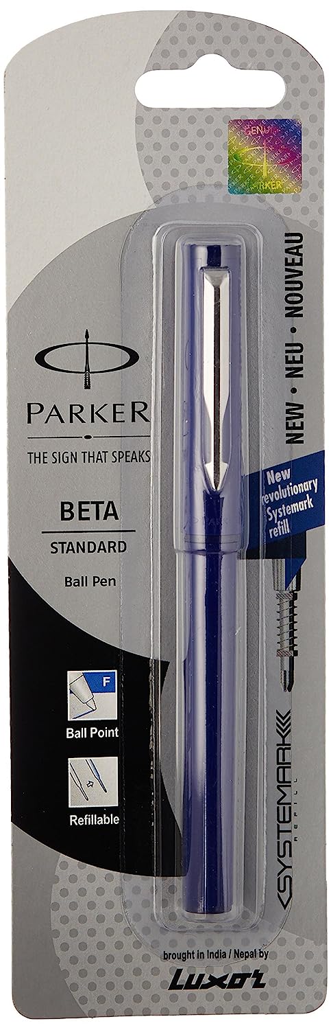 Parker Beta Standard Ball Pen Chrome Trim Systemark Light Blue Body Color