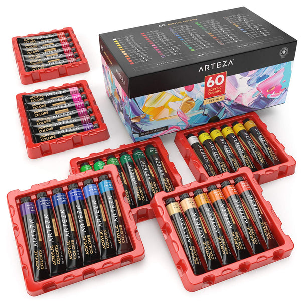 Arteza Pastel Watercolor Paint Set with Water Brush 12 Watercolors Storage  Tin