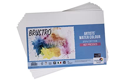 Brustro Watercolour Papers 25% Cotton HP 300 GSM A4 2 Packets (Each Pack contains 9 Sheets)