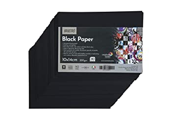 Brustro Black Paper - 200 GSM 10 cm x 14 cm (Pack of 80 Sheets)