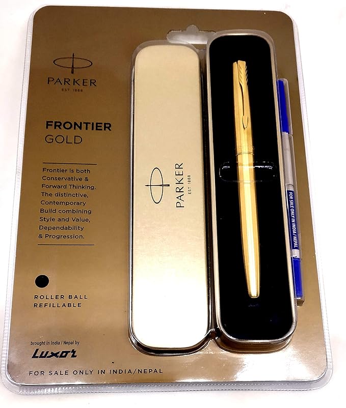 Parker Frontier Gold Fountain Pen, Fine Nib, Gold Trim