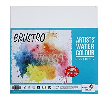 Brustro Watercolour Papers CP 300 GSM 30CM X 30CM (Pack of 10+2 Sheets)