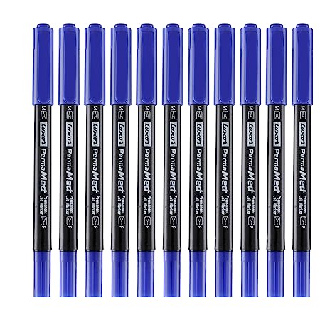 Luxor Perma Med Marker Pen Blue (10'S Box)