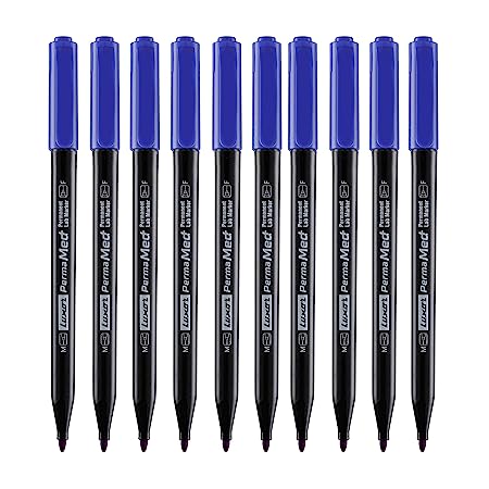 Luxor Perma Med Marker Pen Blue (10'S Box)