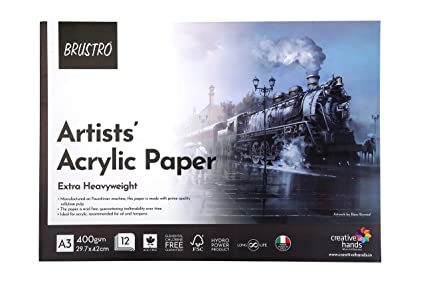 BRUSTRO Artists’ Acrylic Glued Pad 400 GSM A3-12 Sheets