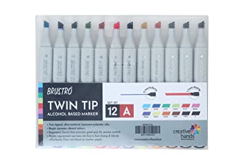 Brustro Twin Tip Alcohol Based Marker Set of 12 – Basic A