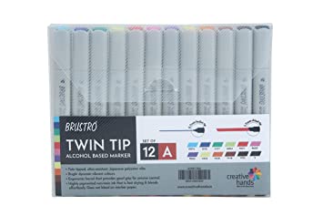 Brustro Twin Tip Alcohol Based Marker Set of 12 – Basic A