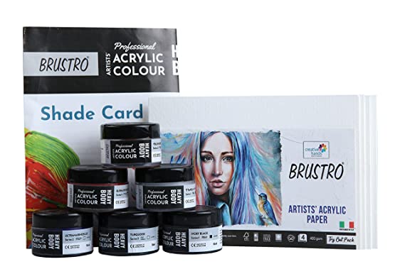 BRUSTRO Professional Artists HeavyBody Acrylic Paint Packs – 10ML Pack of 6 – Test The Best